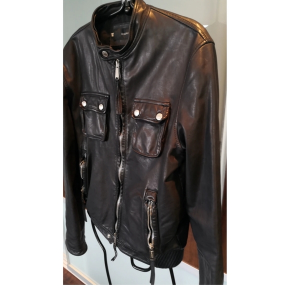 DSQUARED2 men's black leather biker jacket - Picture 2 of 11